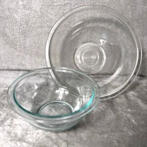 PYREX Clear Glass Mixing Bowl Set 325 & 322 Nesting 2.5L, 1L Made in USA See Pic